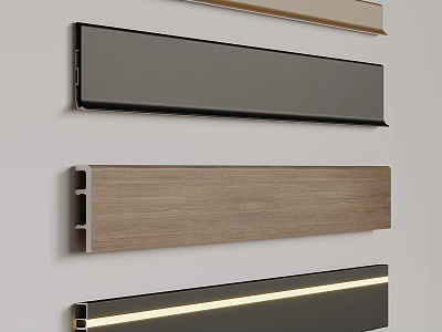 Wall Mounted Stylish Strips With Wood Metal And Illuminated Details 3d model