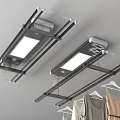 Ceiling Mounted Electric Clothes Drying Rack with LED Light and Hanging Clothes 3d model
