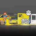 Yellow Car Photo Check-in Spot Featuring Smile Signage Cartoon Smiling Faces And Balloon Figure Models