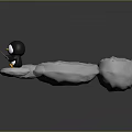Cute Little Penguin Fishing On Ice Block With Water Reflection And Ice Blocks