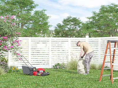 Outdoor patio lawn fence ladder weeding vine 3d model