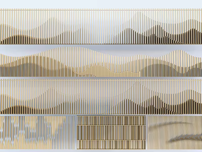 Modern Decorative Partition With Golden Beige Wavy Striped Textured Pattern Design 3d model