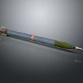 Gray Orange Green Segmented Cylindrical Missile With White Tip And Tail Components 3d model