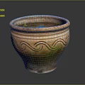 Handcrafted Ceramic Pottery With Intricate Wave Pattern Sculpture Carving And Textured Surface