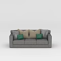 Modern Gray Sofa With Beige Gray and Green Decorative Accent Pillows