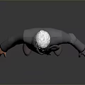 3D Character Model In Silver Shiny Suit With Black Pants And White Hair