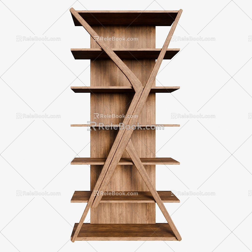 Noir Trading Solid Wood Bookshelf Retro High-end Simple Storage Furniture Classic Business Display Combination 3d model