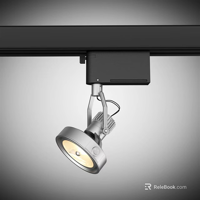 Modern Track Mounted Spotlight With Silver Finish And Adjustable Head For Home Lighting 3d model