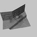 Game Character Pigeon Lying On Stone Steps With Brick Wall And Grass 3d model