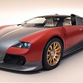 Luxury Bugatti Sports Car With Red And Gray Exterior And Golden Wheels