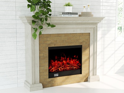 American Retro Fireplace 3d model