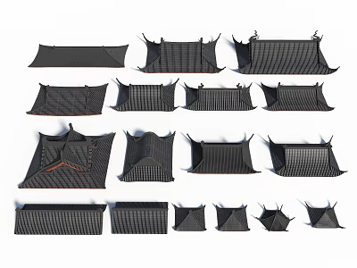 Black Metal Architectural Components Featuring Diverse Mesh Grille Shapes And Profiles 3d model