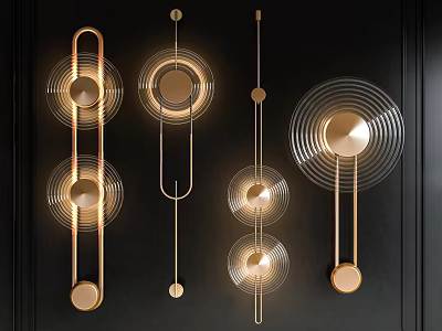 Elegant Modern Wall Lamps With Circular Metal Design And Warm Lighting 3d model