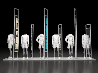 Modern Display Shelves Featuring Mannequins In Outdoor Clothing And Modern Technique 3d model