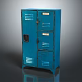 Blue Metal Locker Cabinet With Multiple Compartments And Vintage Industrial Design