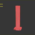 Artistic Stone Sculpture Carving Column Shaped With Red Patterns Square Base On Gray Background