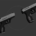 Two Modern Pistols With Black Silver Design Metal Construction And Ergonomic Grip