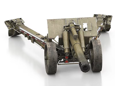 Vintage Military Artillery Weapon With Wheel Structure And Metal Barrel 3d model