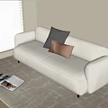 Modern double sofa carpet book pillow 3d model