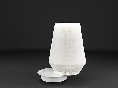 Modern White Table Lamp With Vertical Striped Shade And Round Base Minimalist Design 3d model