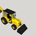 Yellow Construction Utility Vehicle With Front Loader Bucket And Large Tires