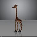 3D Giraffe Character With Brown Spots Long Neck Standing On Gray Background 3d model