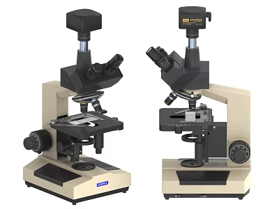 Medical Equipment Laboratory Microscopes With Binocular Head And Digital Camera Attachment 3d model