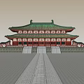 Traditional Ancient Chinese Architecture With Multi Tiered Green Tiled Roof Red Pillars And Stone Steps