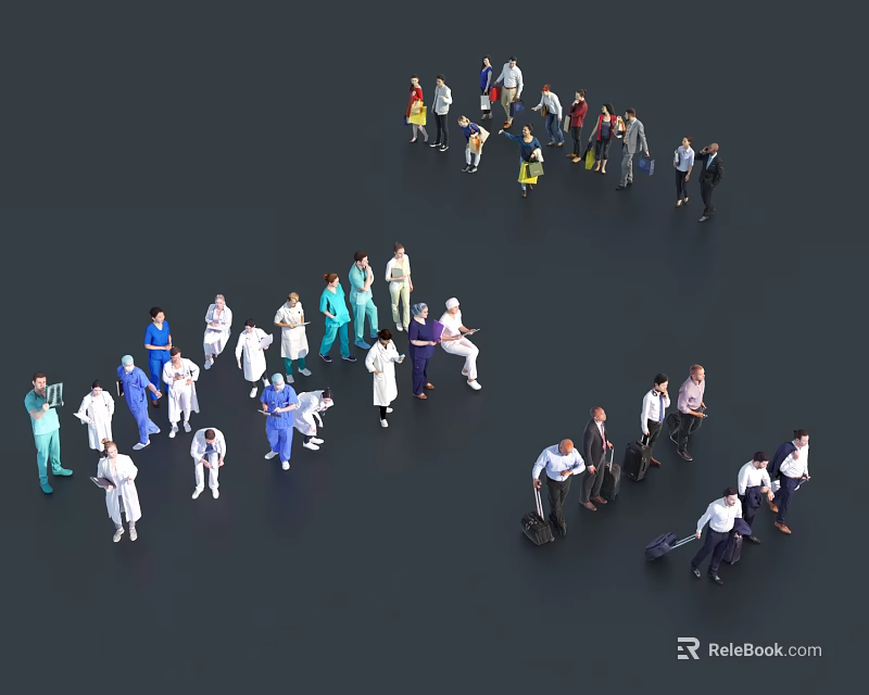 Diverse Group of People in Various Professions and Activities Gathered Together 3d model 