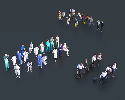 Diverse Group of People in Various Professions and Activities Gathered Together 3d model