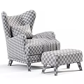 Modern Upholstered Sofa and Coffee Table Set with Armchair Ottoman Decorative Pillows and Throw Blanket