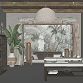 Serene SPA Sauna Interior With Wooden Ceiling Stone Walls Massage Tables And Landscape Screen