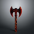 Fiery Mythical Axe With Red And Black Flame Texture And Cracked Handle