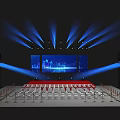 Event Stage Design With Blue Lighting Red Carpet And Organized Seating 3d model