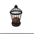 Black Metal Birdcage With Orange Apple for Decorative Home