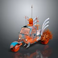 Other Decorative Tricycle With Orange Blue Color Spikes And Feather Like Structures