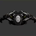 Futuristic Armored Sci Fi Character With Black Silver Armor Red Accents