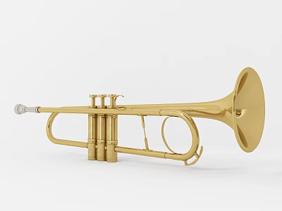 Elegant Golden Brass Trumpet Musical Instrument with Sleek Design and Polished Surface 3d model