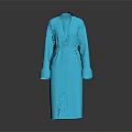 Stylish Blue Long Coat With Belted Waist And Cuffed Sleeves Design