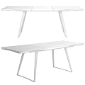 Modern Dining Table With Black And White Top And Angular Metal Legs Design 3d model