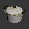Stainless Steel Cooking Pot With Black Handles And Fitted Lid For Kitchen Use