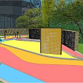 Modern Urban Landscape Design With High Rise Buildings Greenery And Water Features