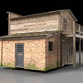 Two Story Wooden Building With Staircase Porch And Sloped Roof Design