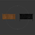 Two Office Desks With Wooden And Black Surfaces In Modern Simple Style