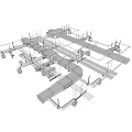 Industrial Pipe System Structural Layout With Engineering Components And Mechanical Framework