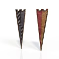 Decorative Tapered Pennant Flags Featuring Dark Striped And Red Toned Patterns