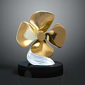 Elegant Golden Flower Shaped Trophy With Black Base And Transparent Section