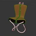 Modern Unique Single Chair With Orange Seat Maroon Backrest And Curved Metal Legs