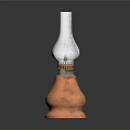 Vintage Copper Oil Lamp With Glass Chimney And Decorative Base