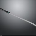 Long Blade Weapon With Black Handle And Silver Sharp Edge Design